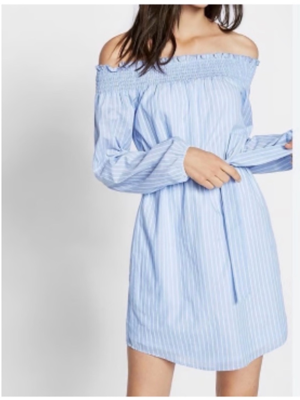 Express White & Blue Off The Shoulder Mini Dress Size‎ Small